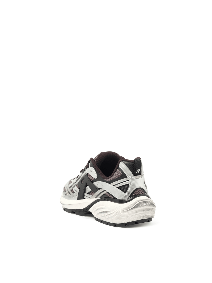 Storm Runners Sneakers in Silver/Black Back View | REPRESENT