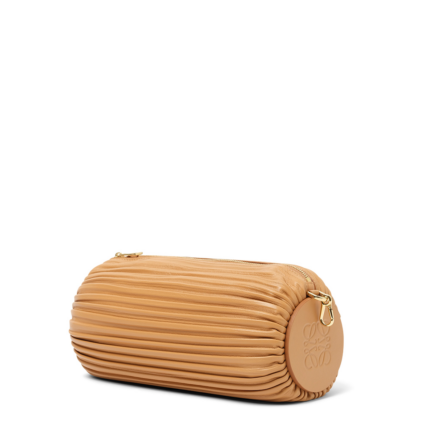 Bracelet Pouch in Pleated Nappa in Warm Desert