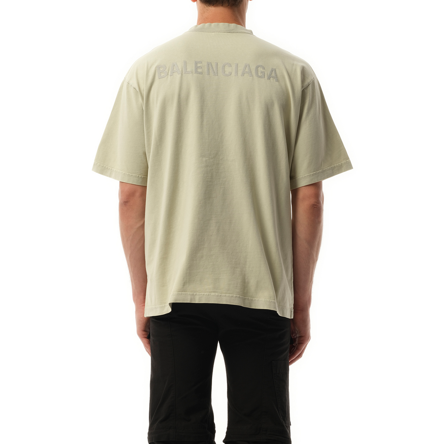 Back Embroidered Medium Fit T-Shirt in Cement Grey