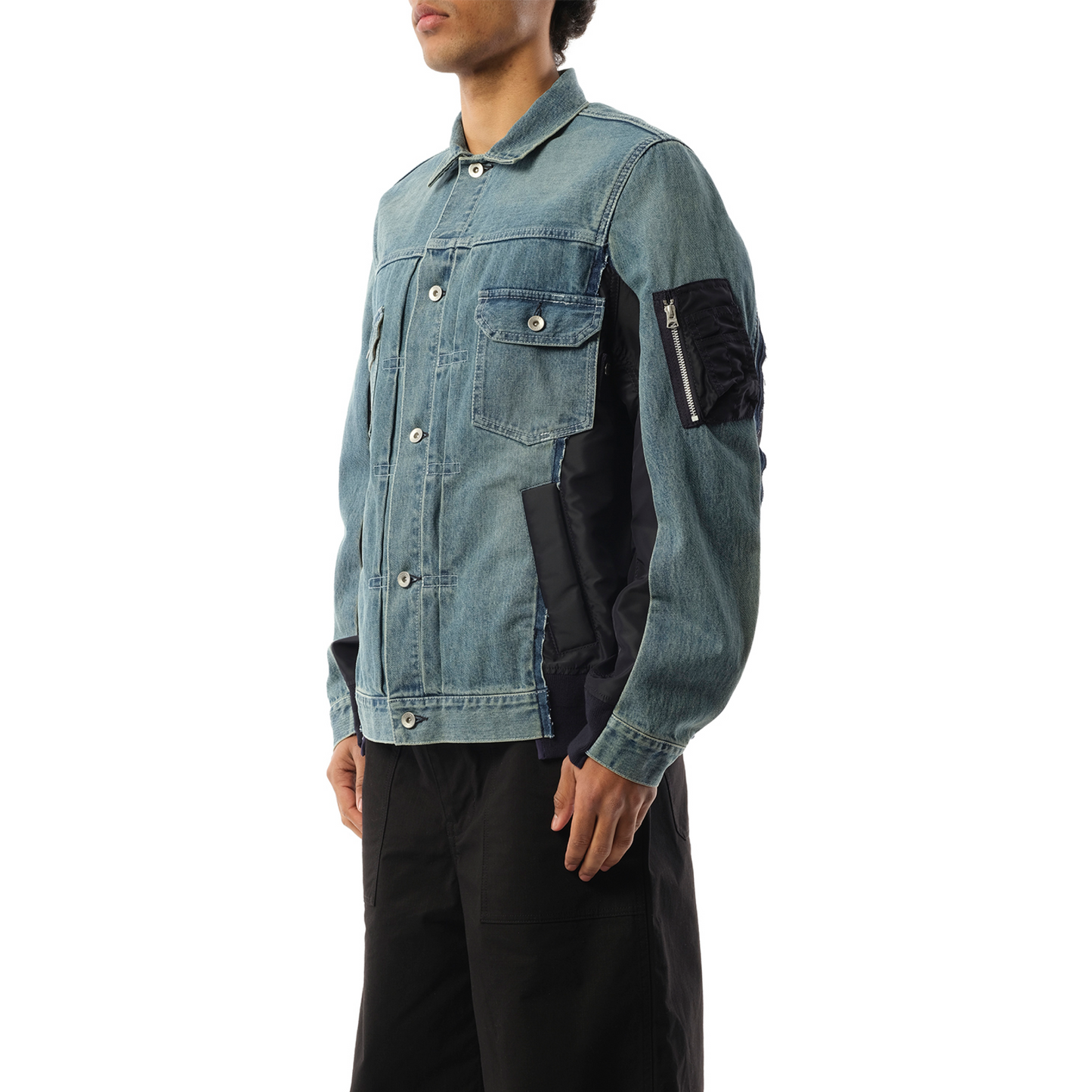 Denim Nylon Twill Jacket in Light Blue