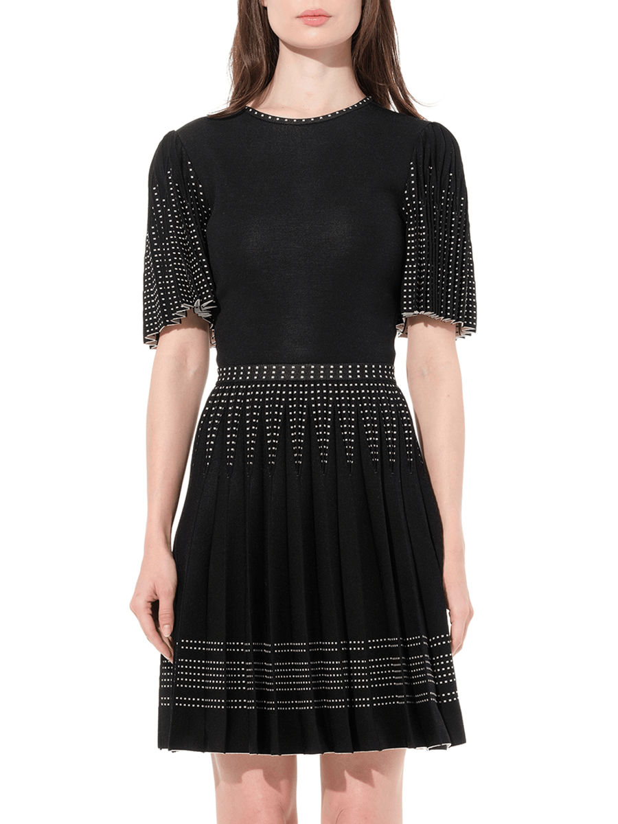 Knit Jacquard Dress in Black/White