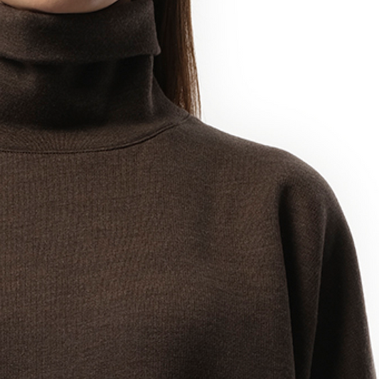 High Neck Sweatshirt in Dark Brown Melange