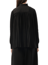 Sacai Cotton Knit x Cotton Poplin Cardigan in Black