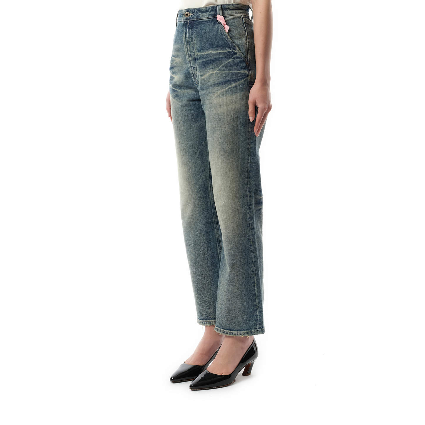 Washed Straight-Cut Jeans in Light Blue