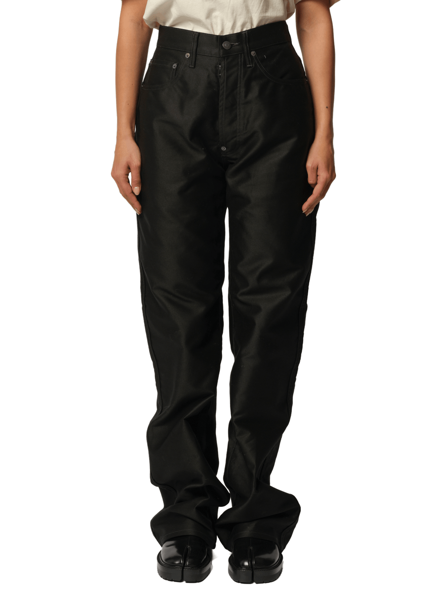 Cotton Satin 5 Pocket Pants in Black