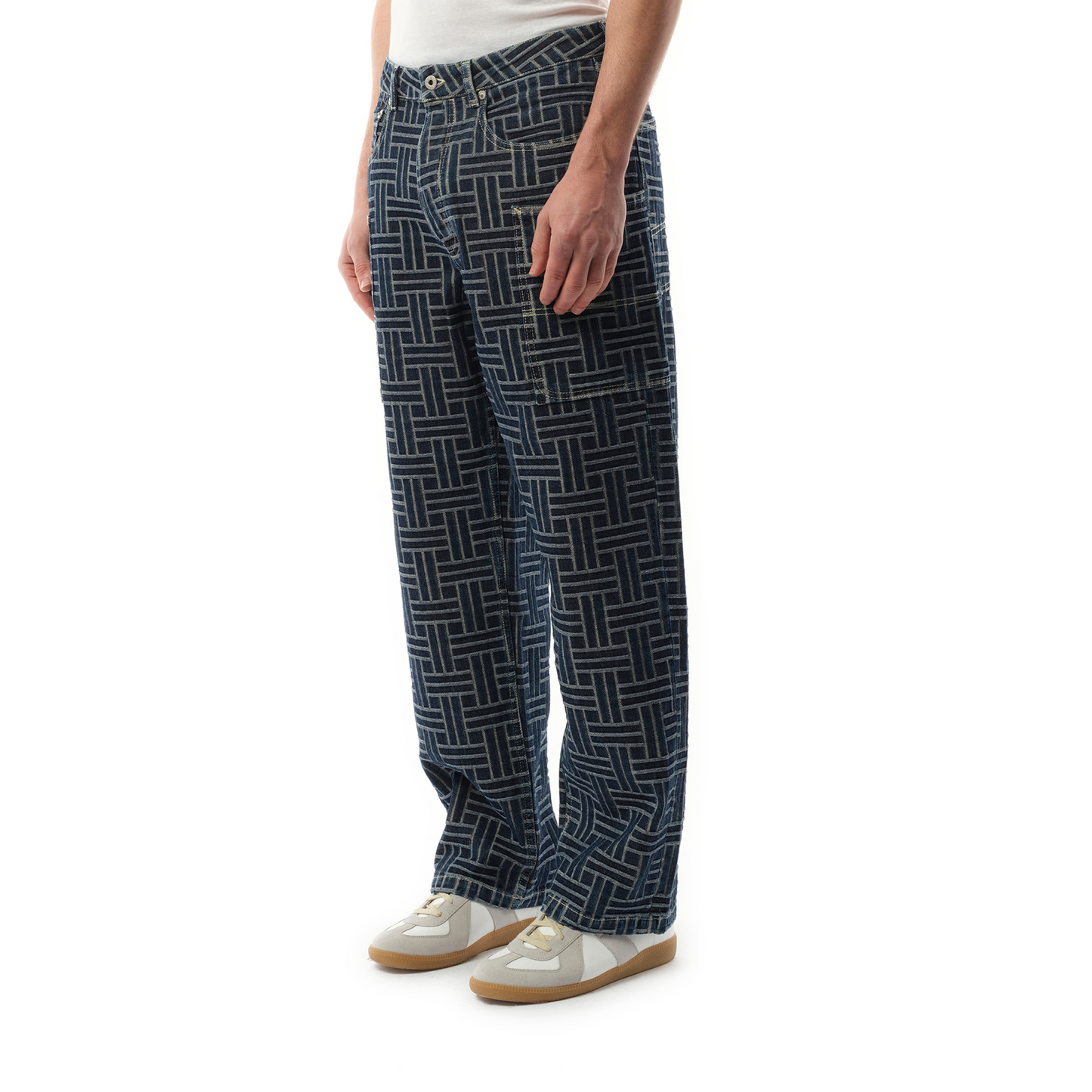 Cargo Weave Denim Pants in Blue