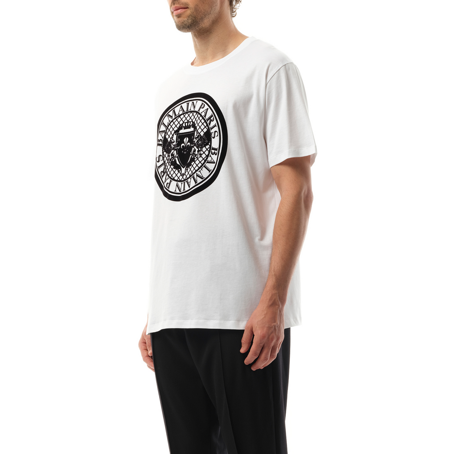 Coin Flock Reg Fit T-Shirt in White/Black