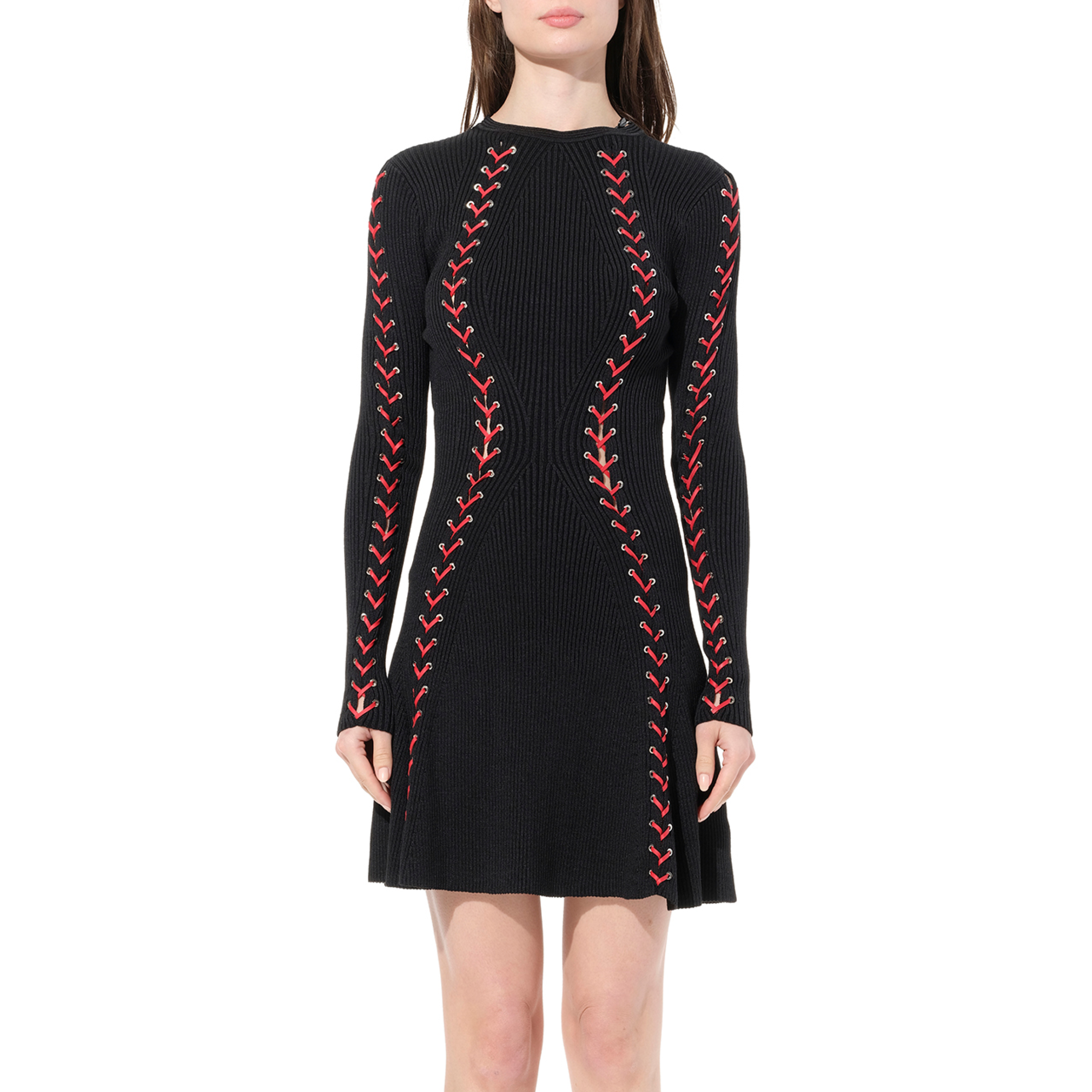 Knit Dress in Black/Red