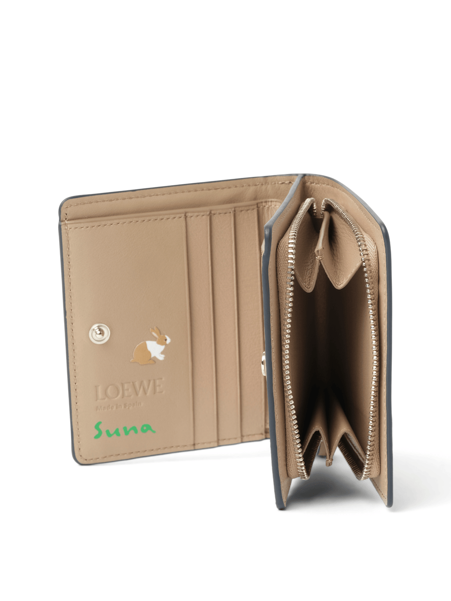 Loewe Bunnies Compact Zip Wallet in Deep Navy