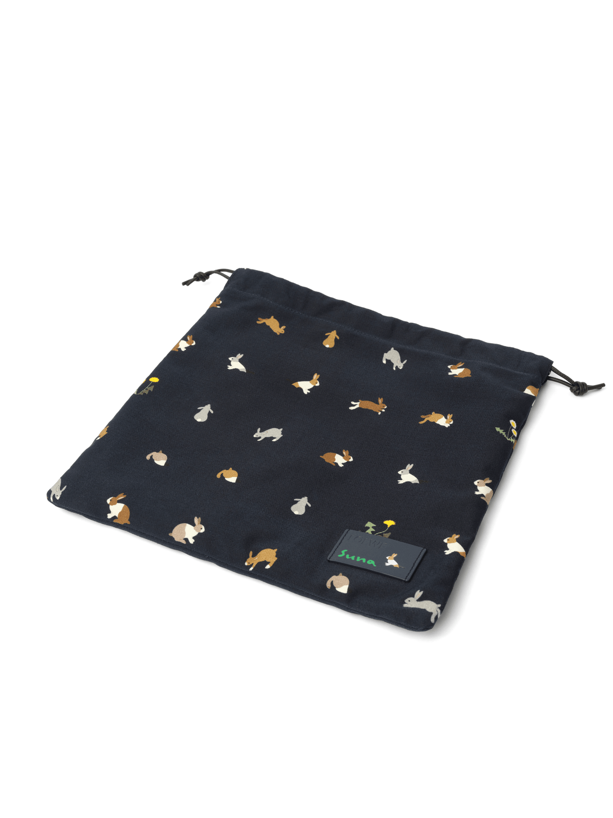 Loewe Bunnies Drawstring Pouch in Deep Navy