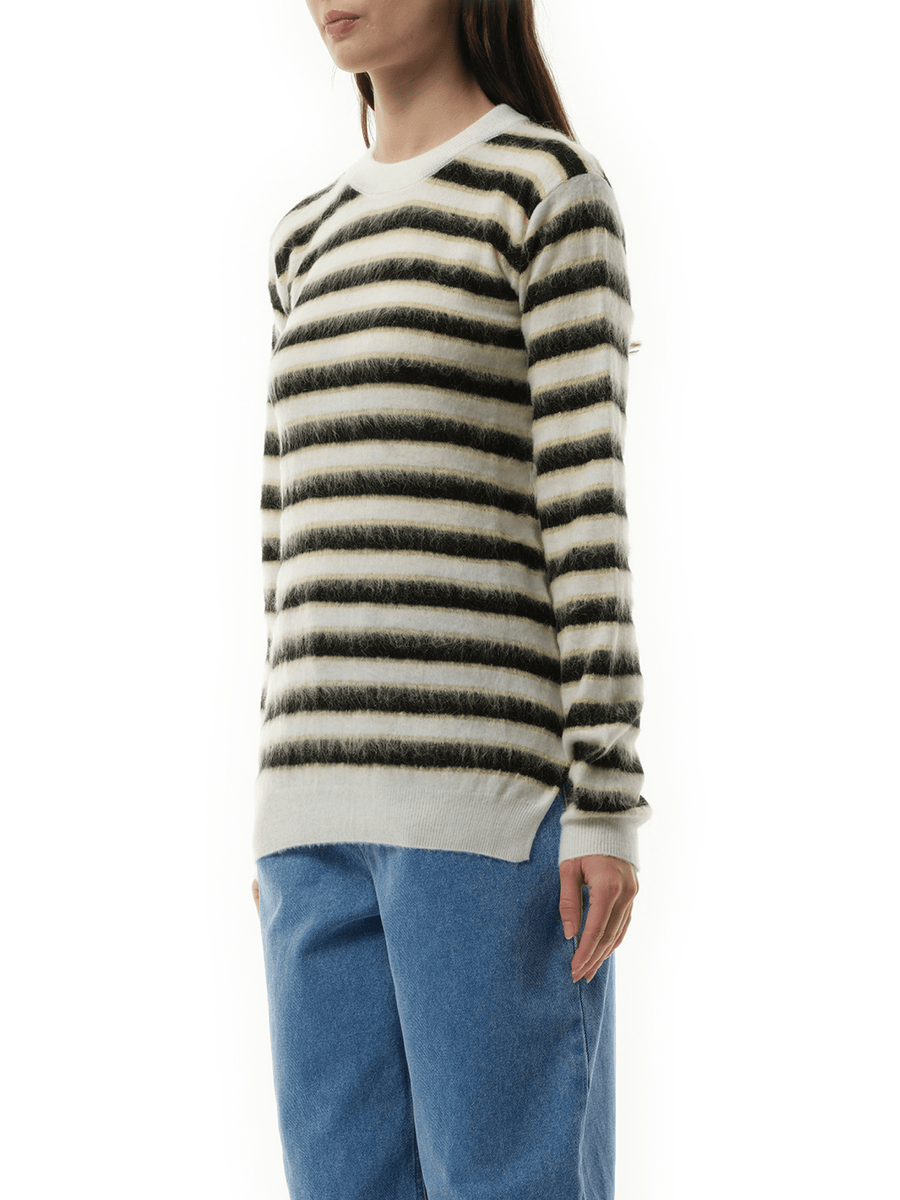 Mohair Stripe Sweater in Light Alabaster