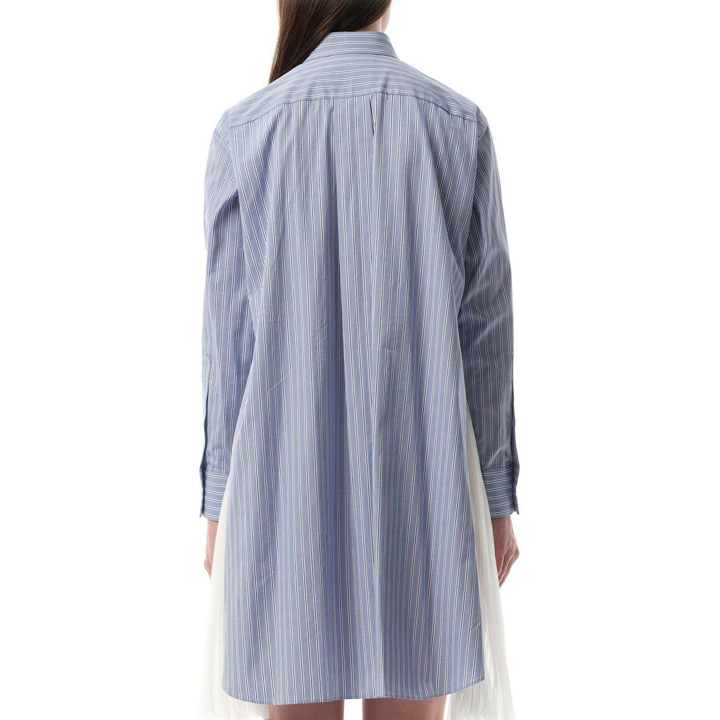 Cotton Poplin Stripe Dress in Light Blue