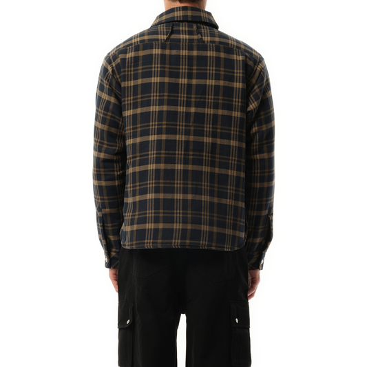 Flannel Sherpa Overshirt in Brown/Black