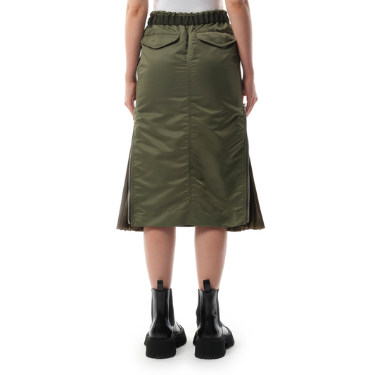 Nylon Twill Skirt in Khaki