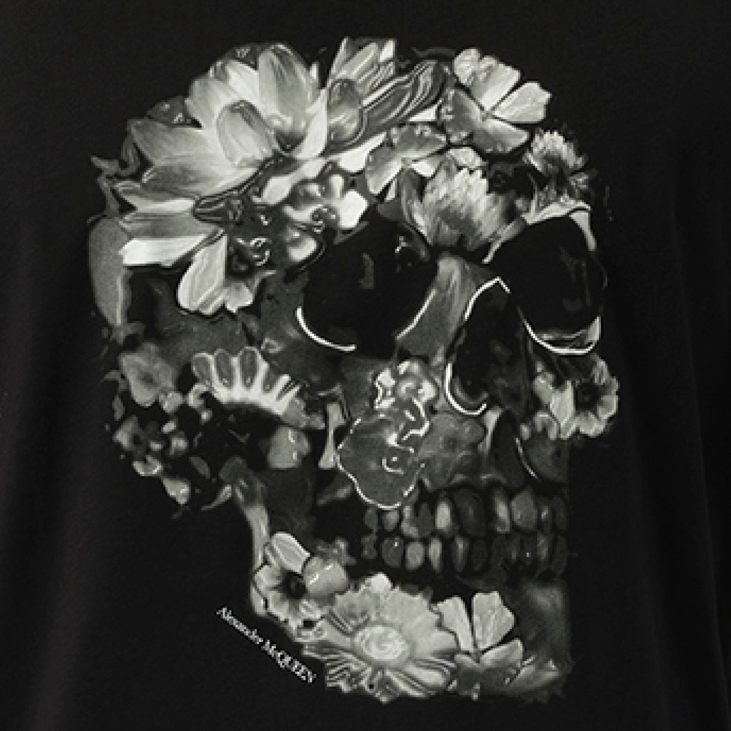 Skull Print T-Shirt in Black/Grey