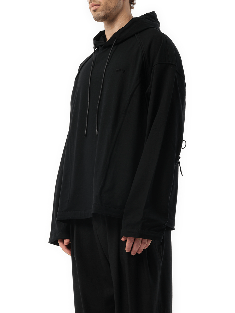 Multi String Over Hoodie in Black