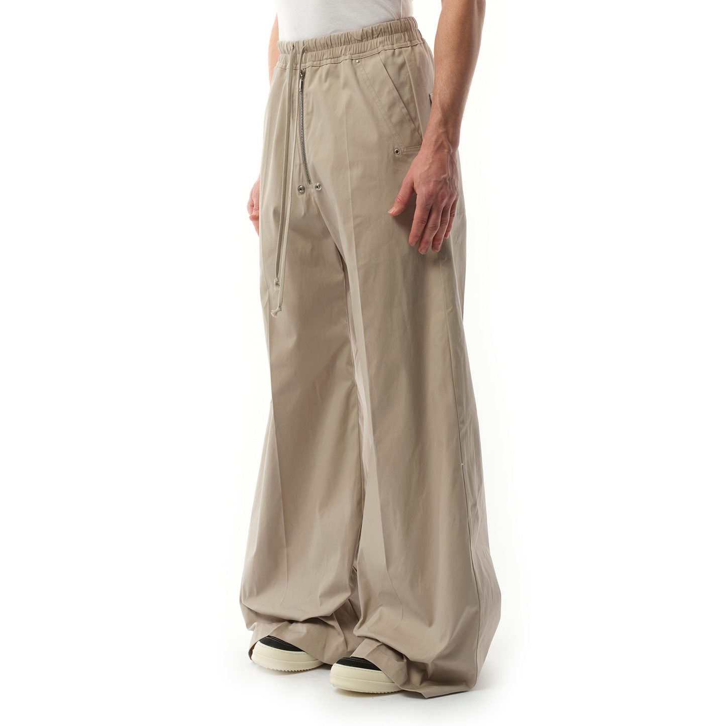 Cotton Poplin Wide Bela Pants in Pearl