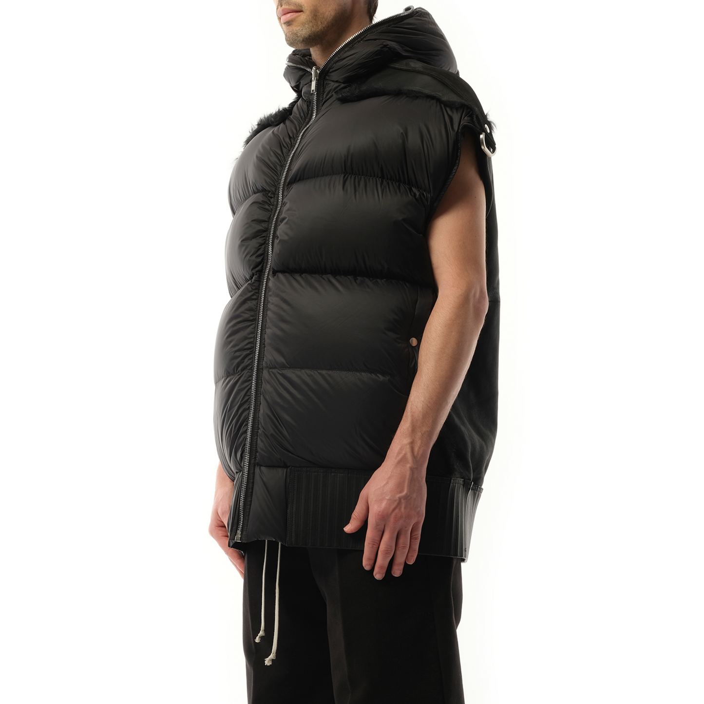 Lido Sleeveless Puffer Hoodie in Black