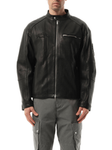 Represent Belstaff Leather Race Jacket in Black