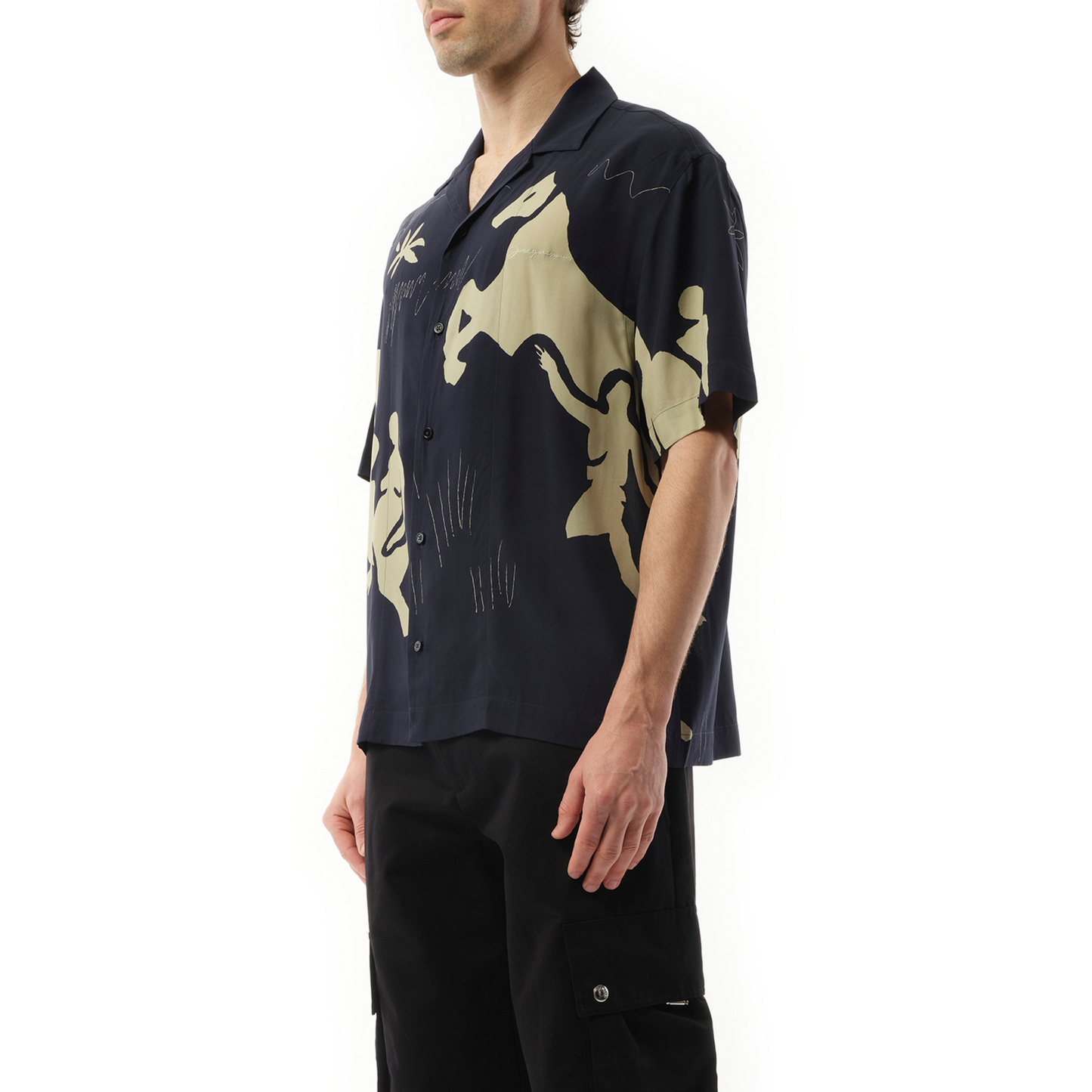 La Chemise Jean Horse Print in Navy