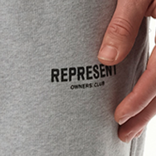 Represent Owners Club Sweatpants in Ash Grey/Black