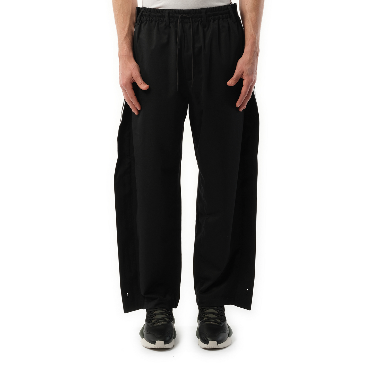 3 Stripe Refined Wool Track Pants in Black