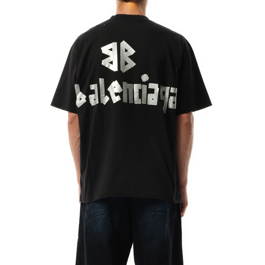 New Tape Type Medium Fit T-Shirt in Faded Black