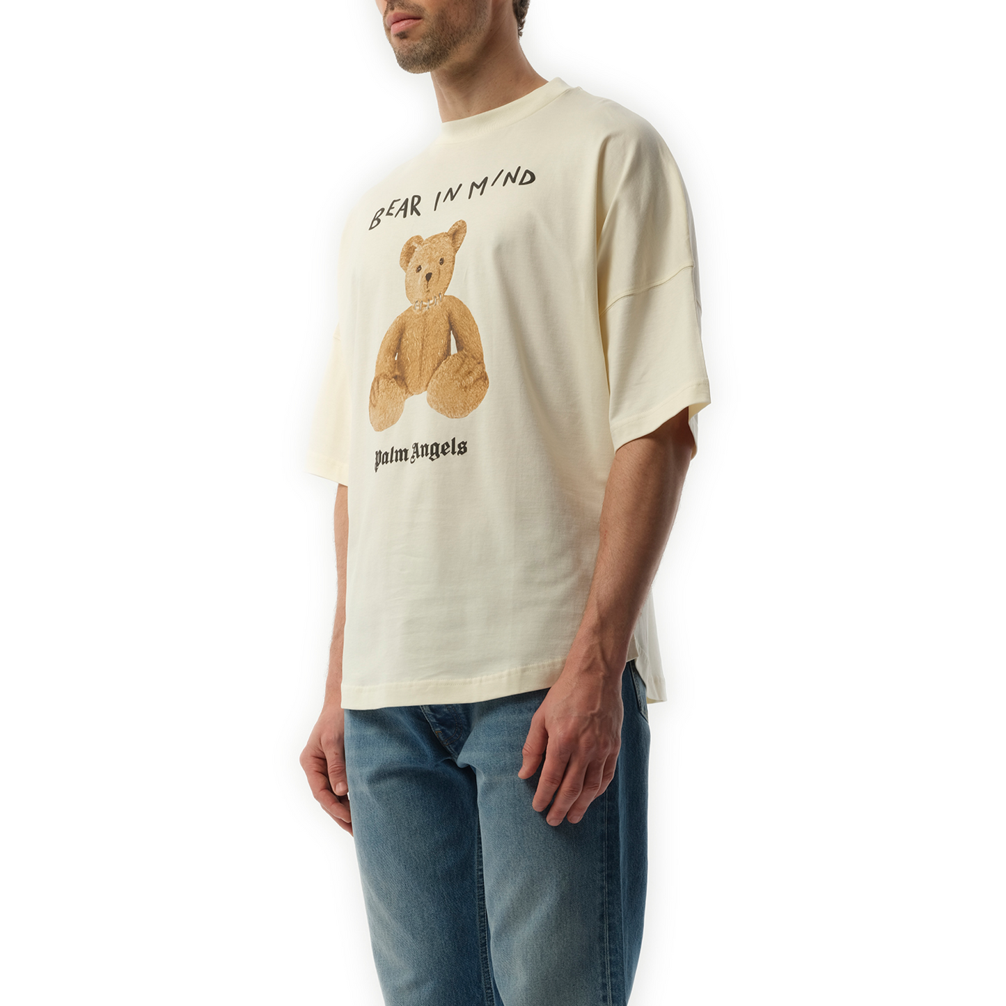 Bear in Mind Oversize T-Shirt in Off White/Brown