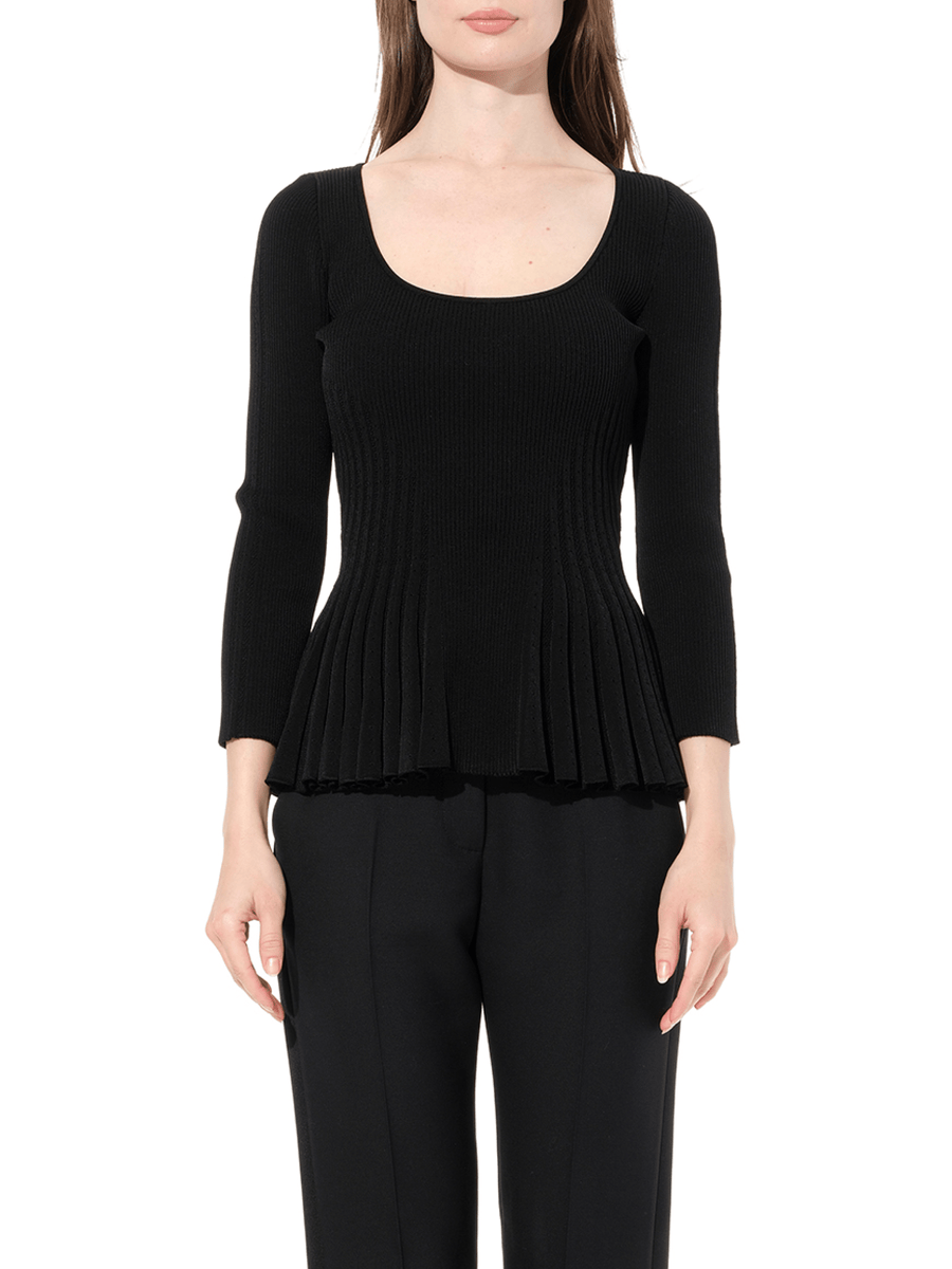 Scoop Pleated Knitwear in Black