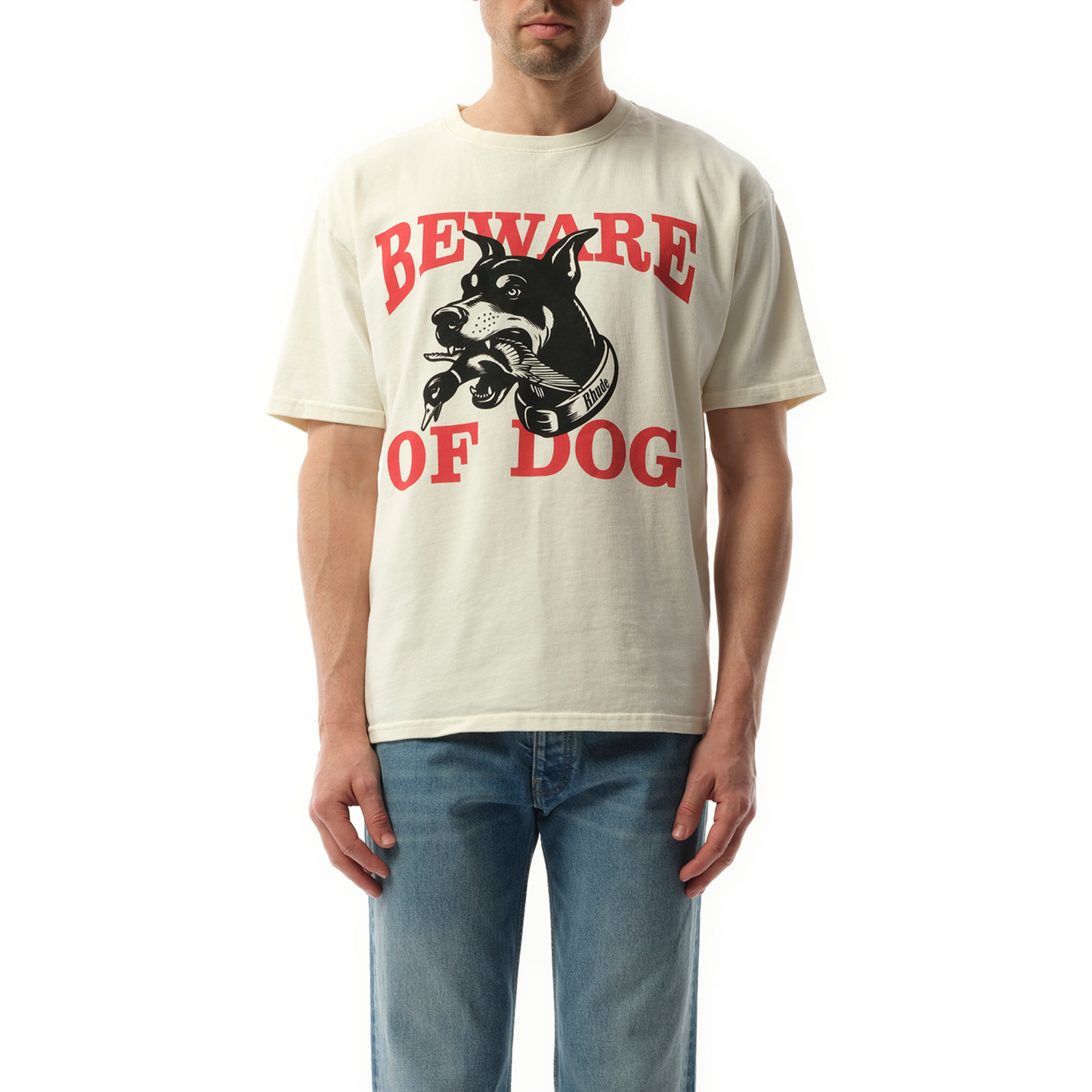 Warning Logo T-Shirt in Vintage White