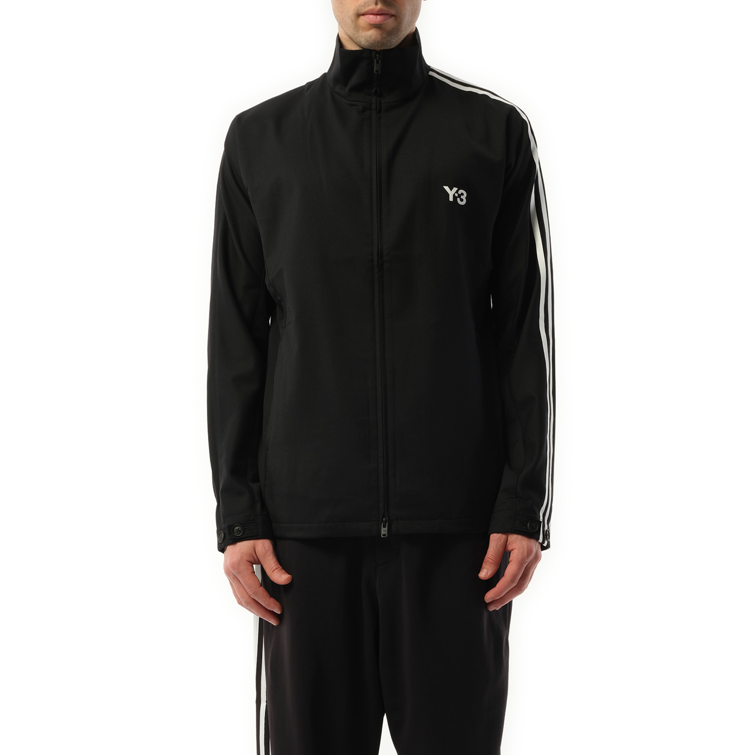 3 Stripe Refined Wool Track Top in Black