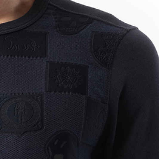 Jacquard Front Sweatshirt in Navy