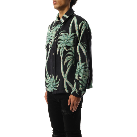 Palm Tapestry Overshirt in Black