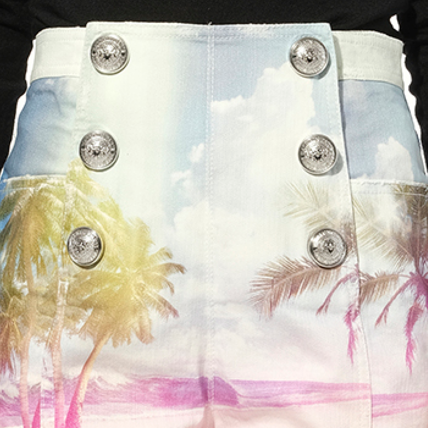 Hw Print Denim Shorts in Multicolor