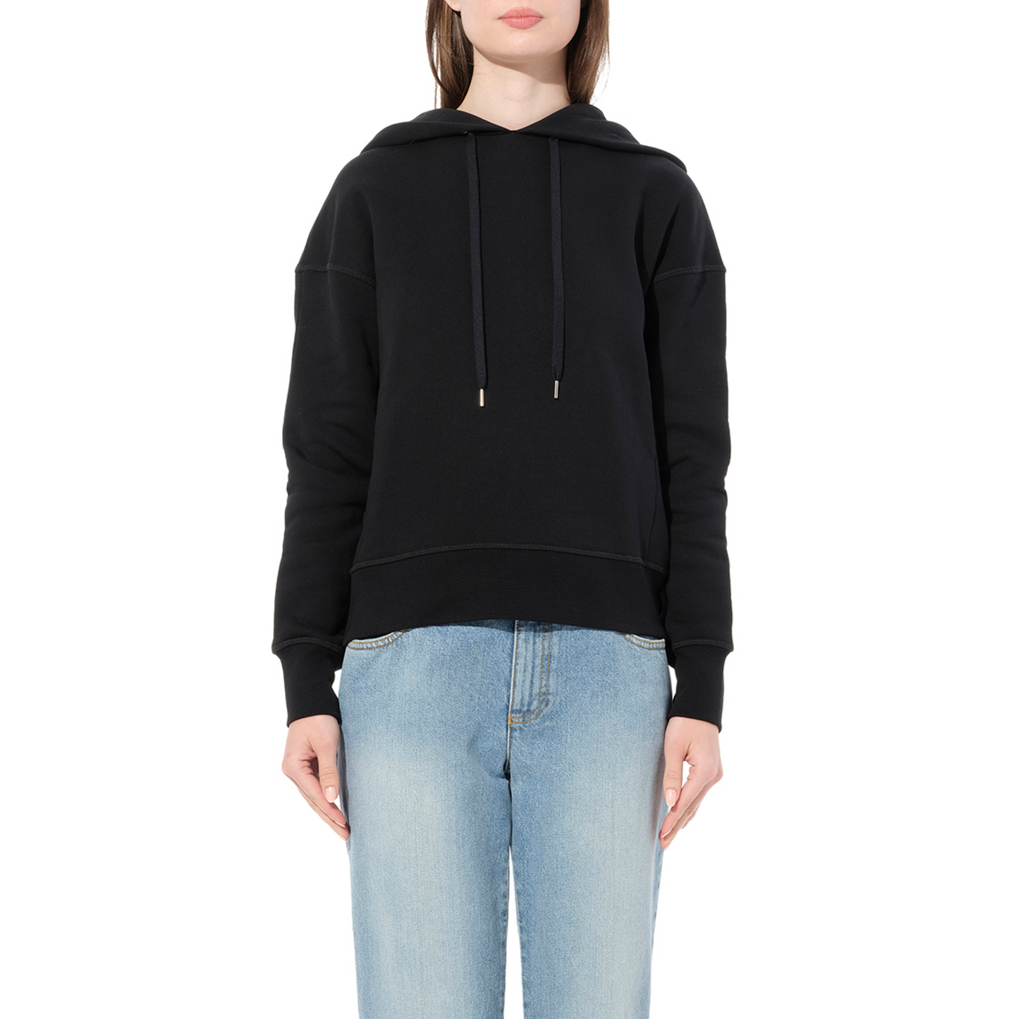 Emb Hood Sweatshirt in Black