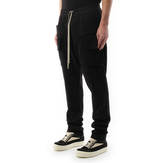 Creatch Cargo Drawstring Jersey Pants in Black