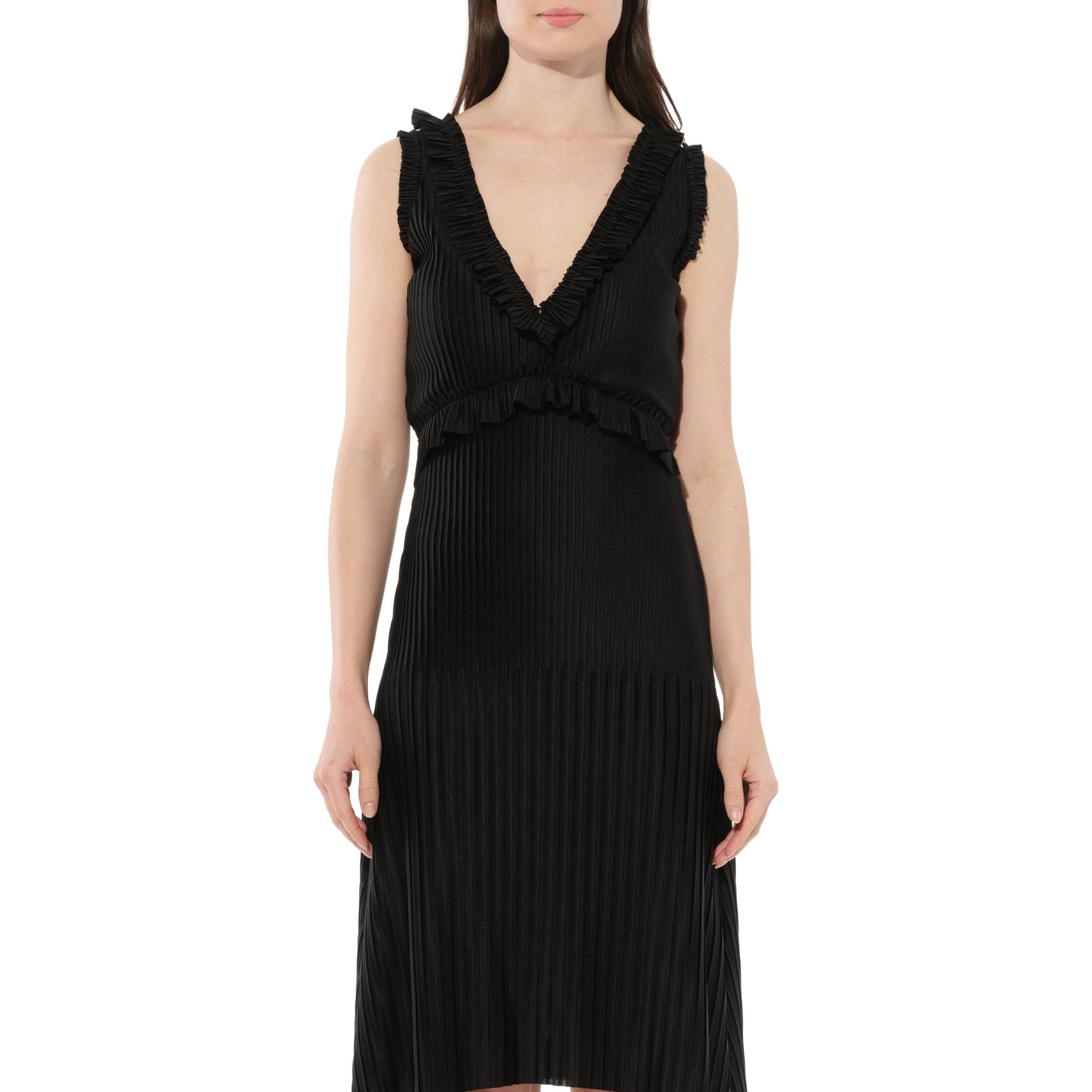 Short Pleated Dress in Black