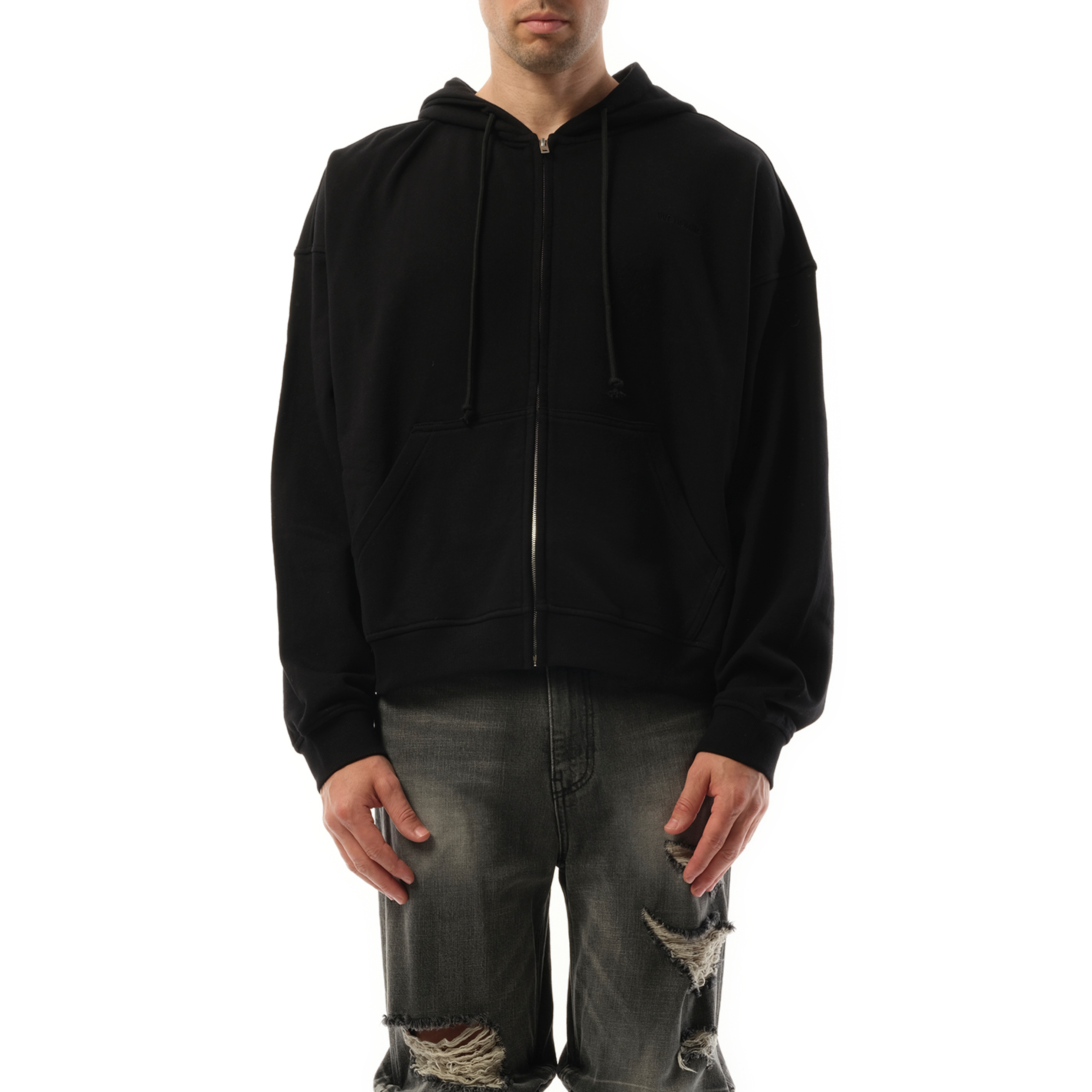 Twin All Around Hoodie Zip-Up in Black