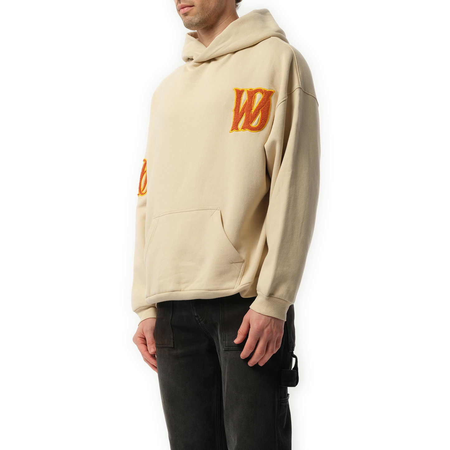 Boucle Letter Logo Hoodie in Beige