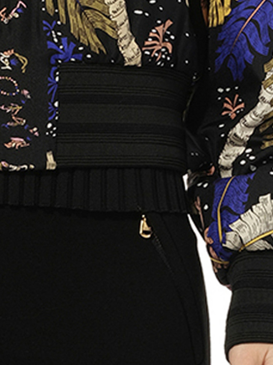 Print Bomber Jacket in Black