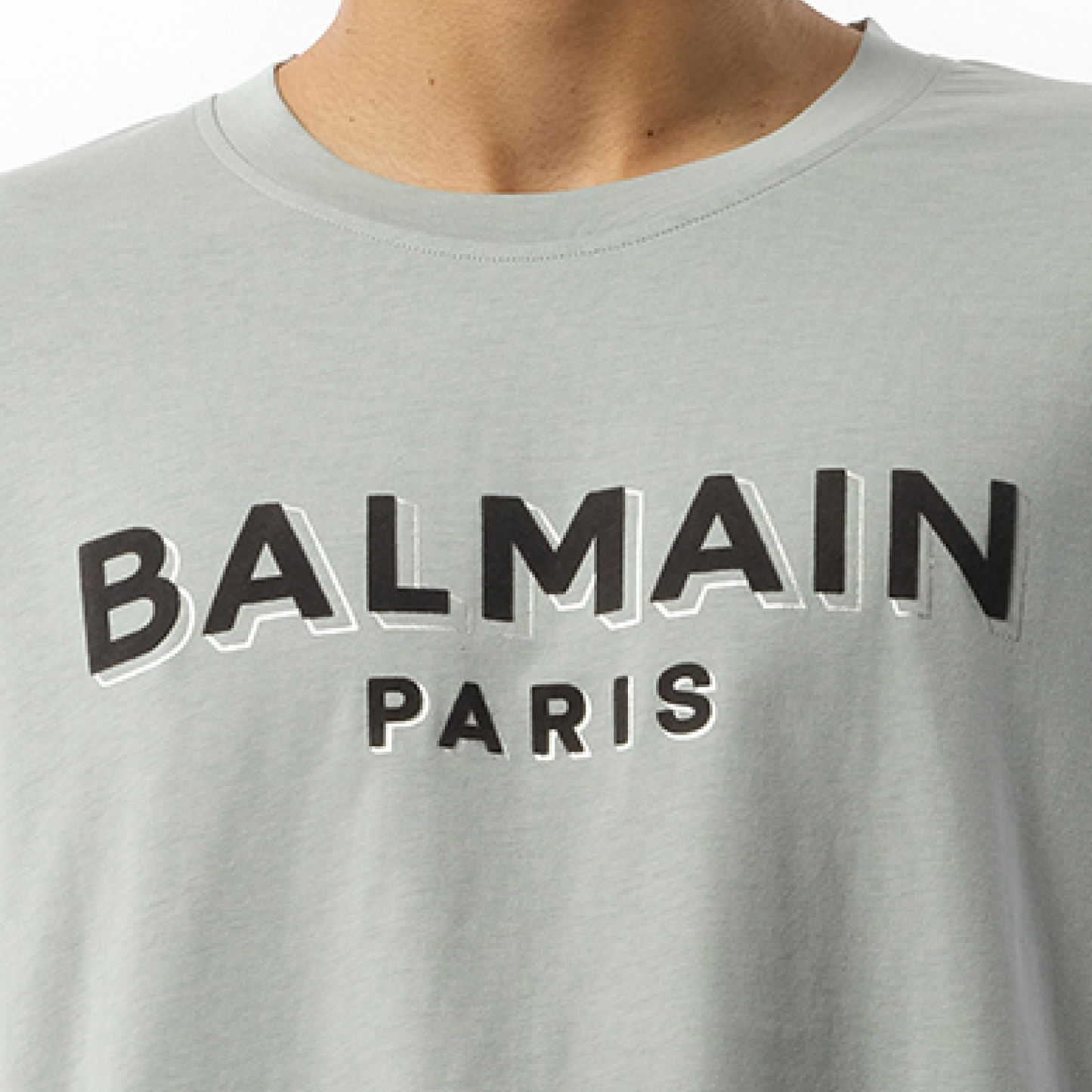 Balmain Flock & Foil T-Shirt in Grey/Black