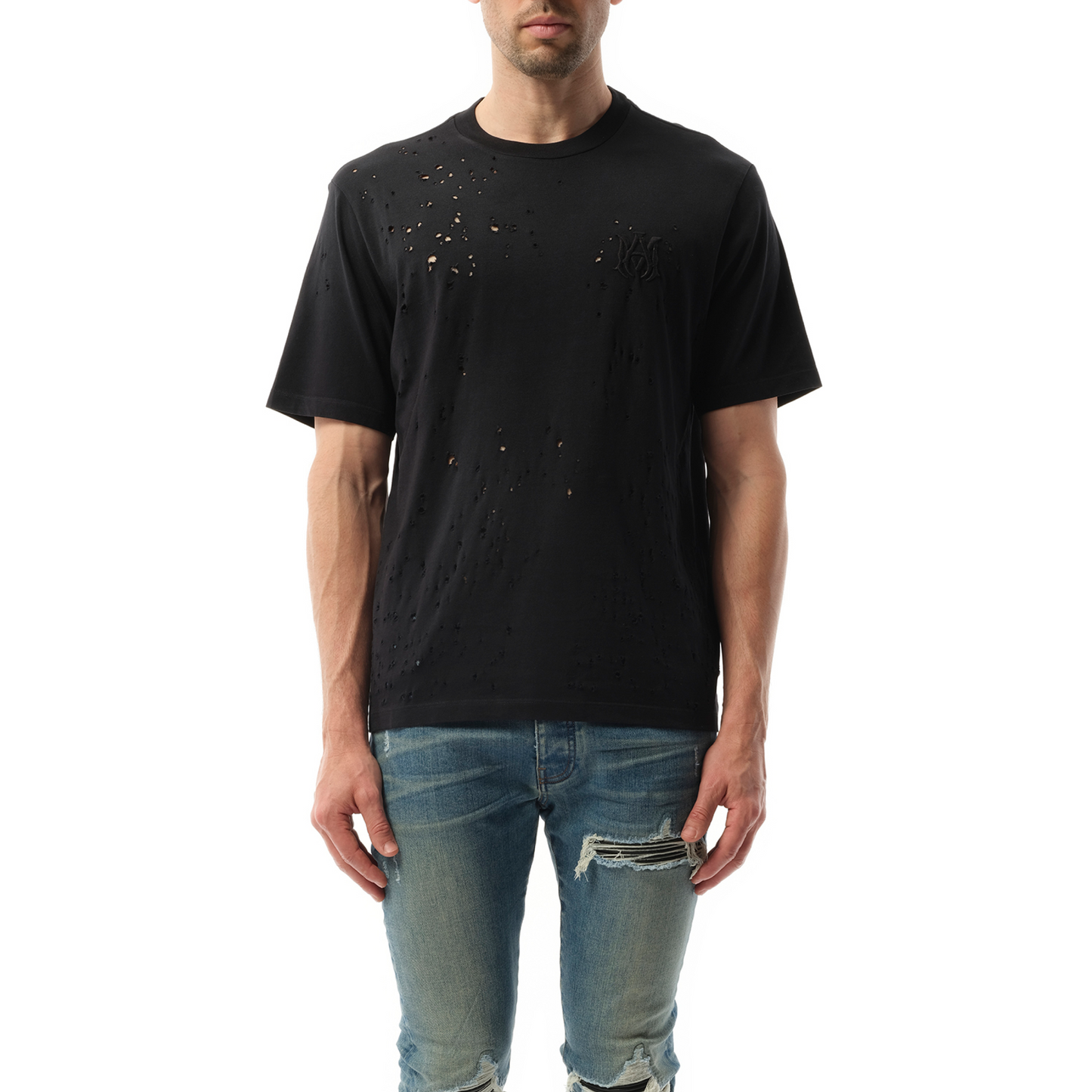 MA Shotgun Embroidered T-Shirt in Black