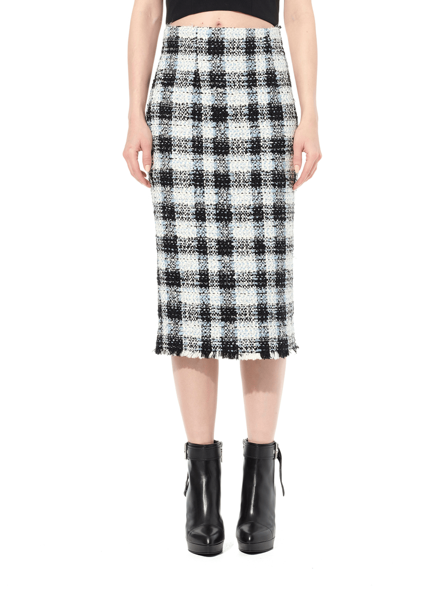 Check Tweed Skirt in Blue