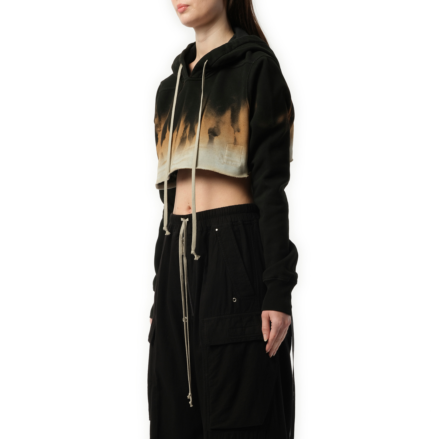 Cropped Hoodie in Black/Terra