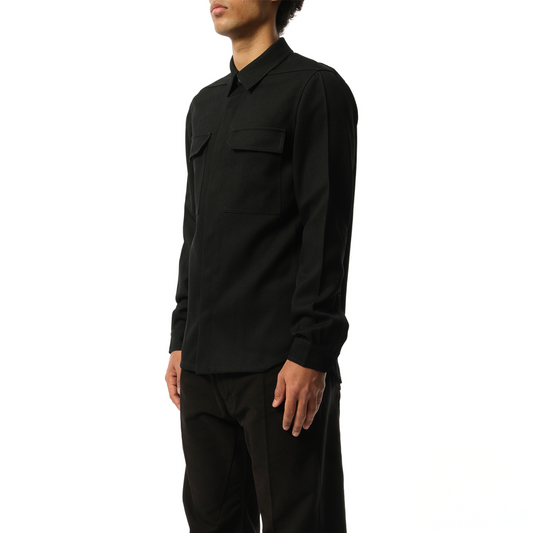 Wool Drill Outer Shirt in Black