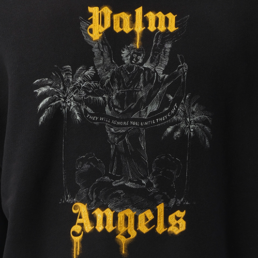 Palms Pencil Crewneck Sweatshirt in Black/Light Orange