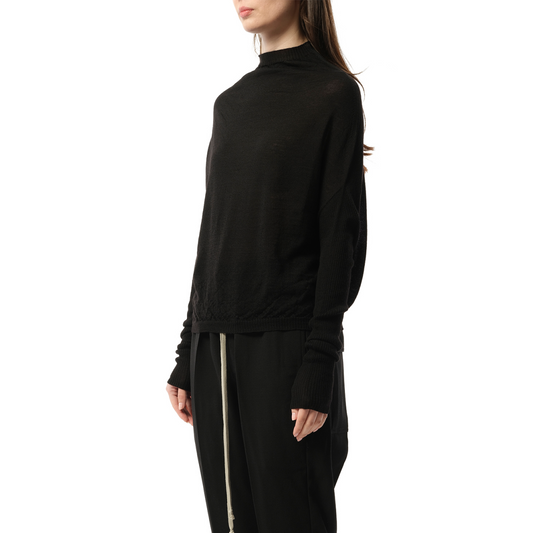 Long Sleeve Crater Knit Sweater in Black