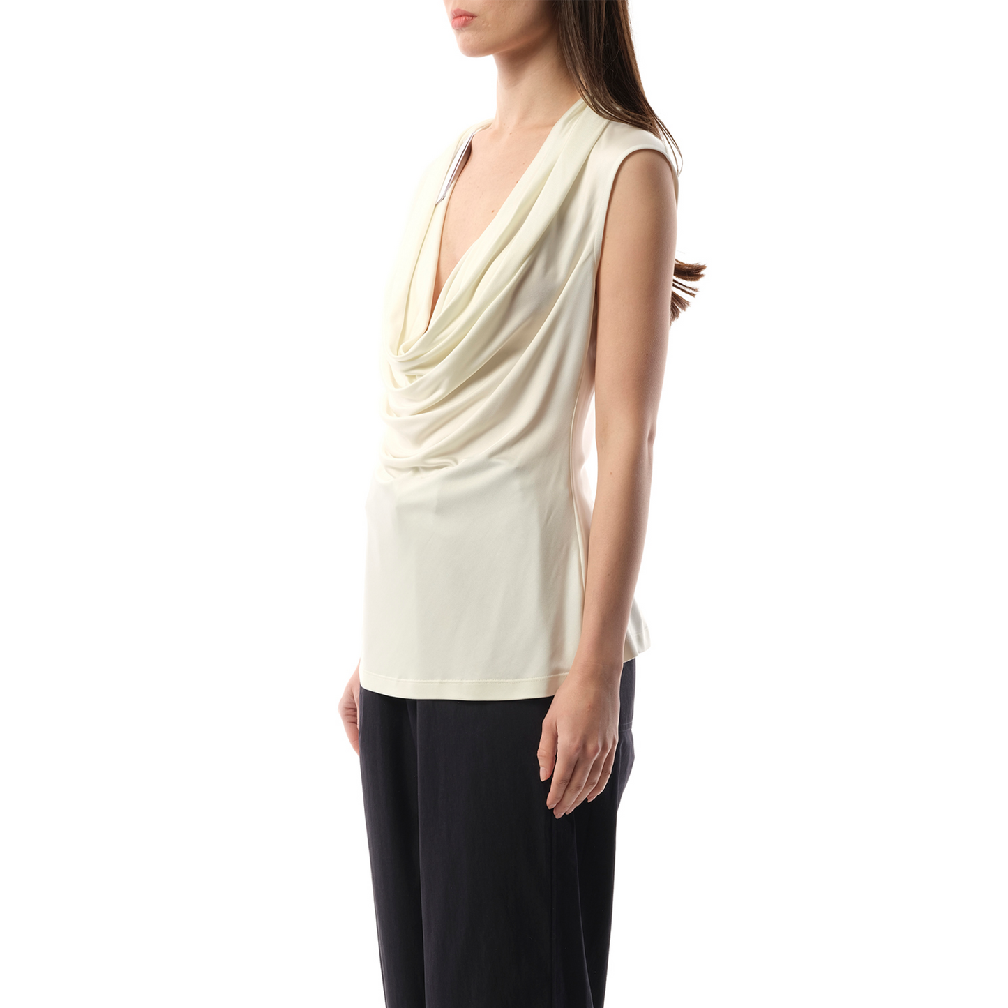 Sleeveless U Neck Top in Cream