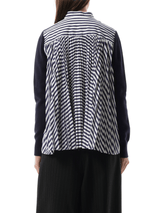 Sacai Cotton Knit x Cotton Poplin Cardigan in Navy