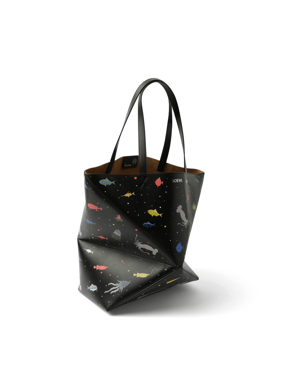Loewe Suna Fujita Deep Sea Puzzle Fold Tote XL in Black